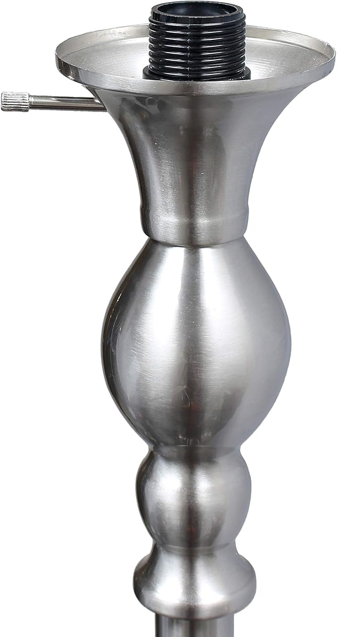 Elegant Designs LF2001-BSN 1 Light Torchiere Marbleized White Glass Shade Floor Lamp, Brushed Nickel
