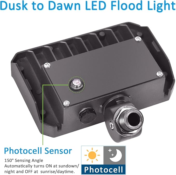 40W LED Flood Light, Outdoor Security Floodlights Fixture with Knuckle Mount Base, Dusk-to-Dawn Photocell Daylight 5,200lm(300W Equivalent) 100-277V IP65 Waterproof for Entrance Yard (2Pack) - Aura Lighting