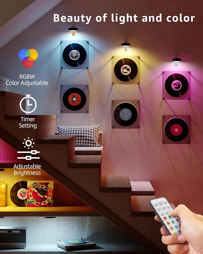 Wireless LED Picture Lights for Wall Art, 3 Pack 2600mAh USB Rechargeable Frame Lights for Paintings Remote Gallery Wall Light Battery Operated Picture Spotlight for Poster Accent Photo Display Decor