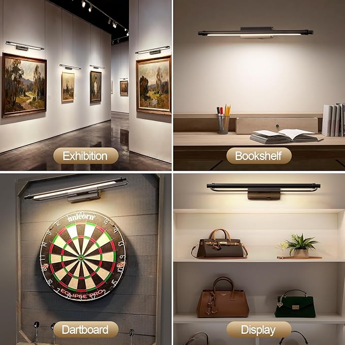 ZitoStory 20'' Picture Lights for Wall, Battery Operated LED Art Light, Adjustable Brightness Wall Mounted Light for Paintings, Photos, Posters & Artwork Display