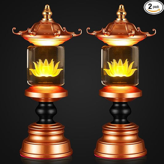 1 Pair 7 Color LED Lotus Lamp Lights - Lotus Lights with Adjustable Switch for Buddhist Occasions, Meditation Buddhist Supplies（11 Inch）