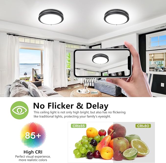 13 Inch Led Ceiling Light Fixture - 4 Pack 36W Flush Mount Ceiling Lights dimmable 3600LM 3000K/3500K/4000K/5000K/6000K Luxurious for Kitchen Hallway Stairwell Bedroom Bathroom - Aura Lighting