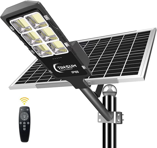 Solar Led Street Lights Outdoor,800w Solar Flood Light Fixture High Lumens Dusk to Dawn Security Stadium Lighting Waterproof Pole Light with Motion Sensor for Parking Lot,Garden,Yard, Court