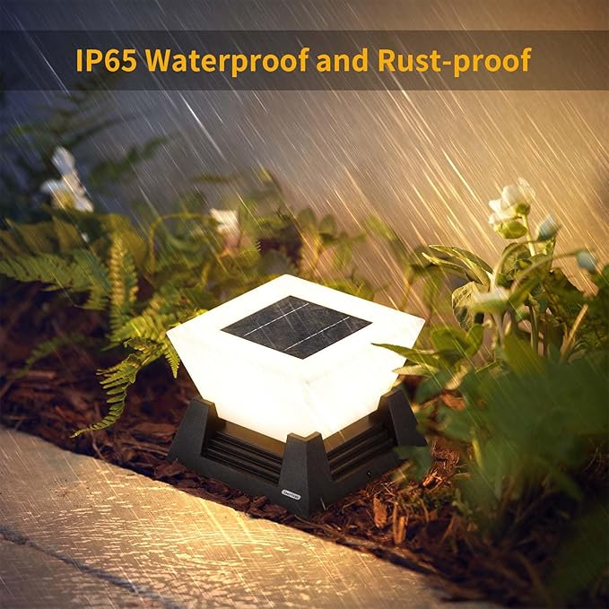 Solar Post Lights, 11'' Pillar Light Fixture, Waterproof Dusk to Dawn Fence Column Lantern with 3000K LED, Post Cap Lamp Outdoor Lighting for Patio Garden Driveway Deck Yard Entrance