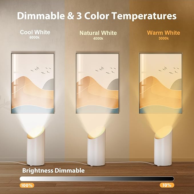 Brightown LED SpotLights - 4 Pack Uplighting Floor Can Lights with Remote and Timer, 3 Color Temperatures & Dimmable, 2 Lighting Modes for Wall Picture Painting Plants Indoor Accent Lighting, White