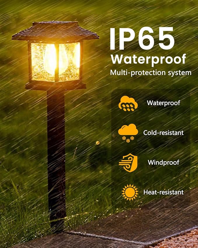 16-Pack Solar Lights Outdoor (Extra-Bright & Smart Auto On/Off), Solar Powered Garden Lights, Waterproof Solar Pathway Lights for Landscape, Path, Yard, Patio, Driveway, Walkway Decor (Warm White)
