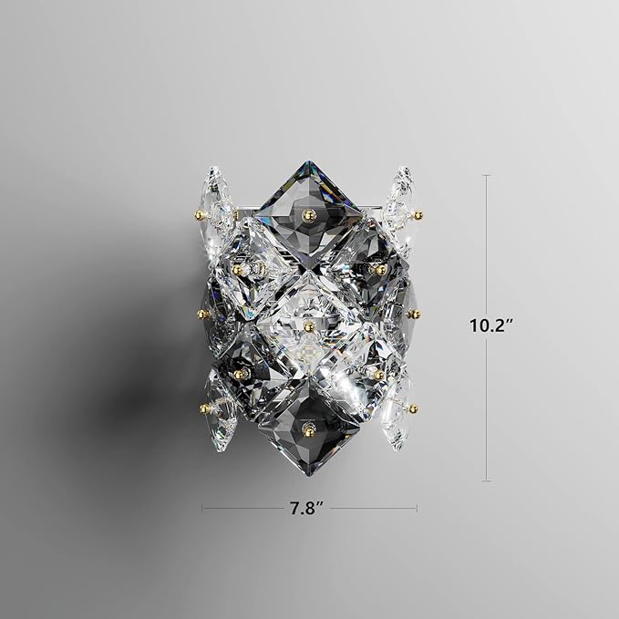 Modern Crystal Wall Sconces,Chrome Wall Light Fixtures,Luxury Indoor Wall Lamp,K9 Crystal Vanity Wall Mount Lamps,Industrial Sconce Lighting for Bathroom Living Room,Bedsides,Hallway,Bedroom - Aura Lighting