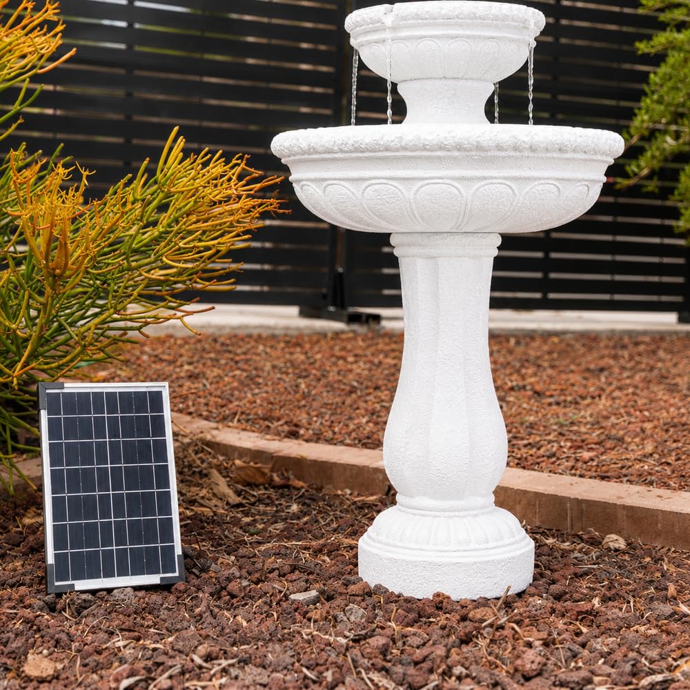 39" 2 Tier Outdoor Freestanding Solar Water Fountain