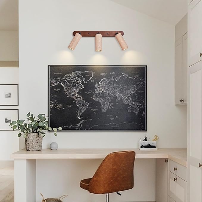 3-Lights Bathroom Vanity Light Fixtures for Over Mirror, 21" Wabi Sabi Marble Wall Sconce with Adjustable Natural Stone Lampshade & Wood Base, Yellow Travertine Wall Lamp for Bedroom