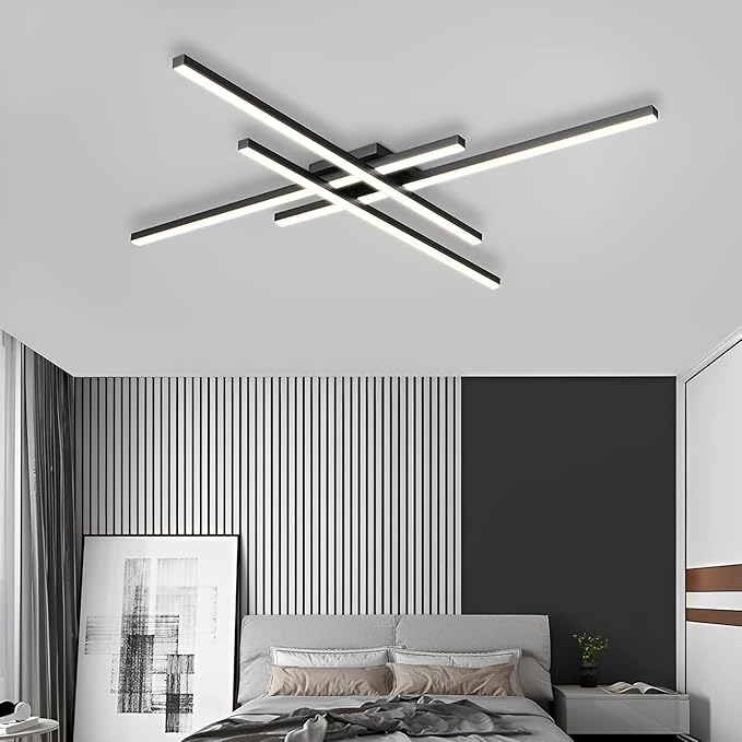 Modern Light Fixture, Modern LED Ceiling Lights, Ceiling Light Fixture for Hallway, Entrance, Cafe,Living Room, Bedroom, Corridor, Porch, Passage Light Fixtures (Black (4-Lights))