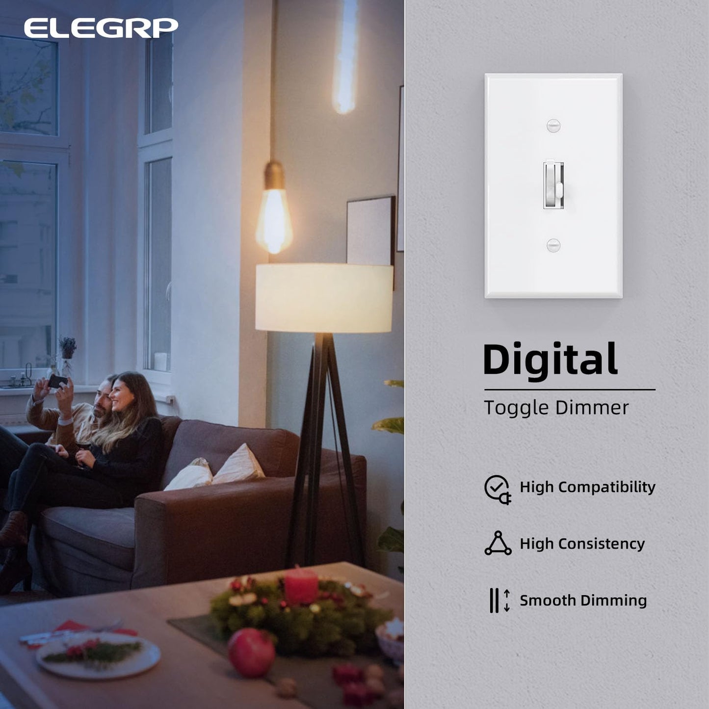 Digital Toggle Dimmer Switch for Dimmable LED (10 Count)