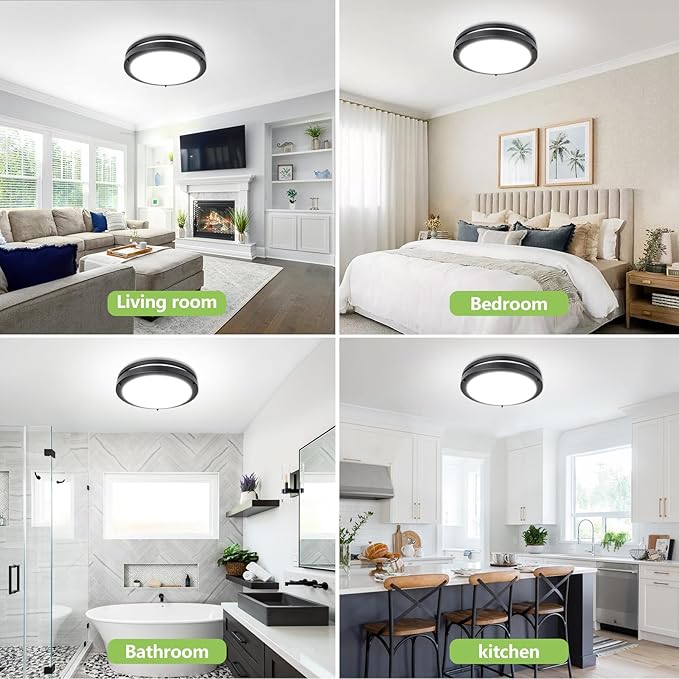 13 Inch Led Ceiling Light Fixture - 4 Pack 36W Flush Mount Ceiling Lights dimmable 3600LM 3000K/3500K/4000K/5000K/6000K Luxurious for Kitchen Hallway Stairwell Bedroom Bathroom - Aura Lighting