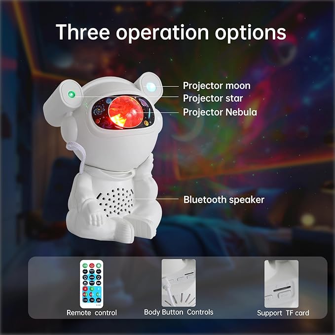 Astronaut Galaxy Projector, Star Night Light with Timer and Remote, Space Projector with Moon Lamp for Bedroom, LED Nebula Lamp for Kids Adults Room Decor(White), Birthdays Gifts