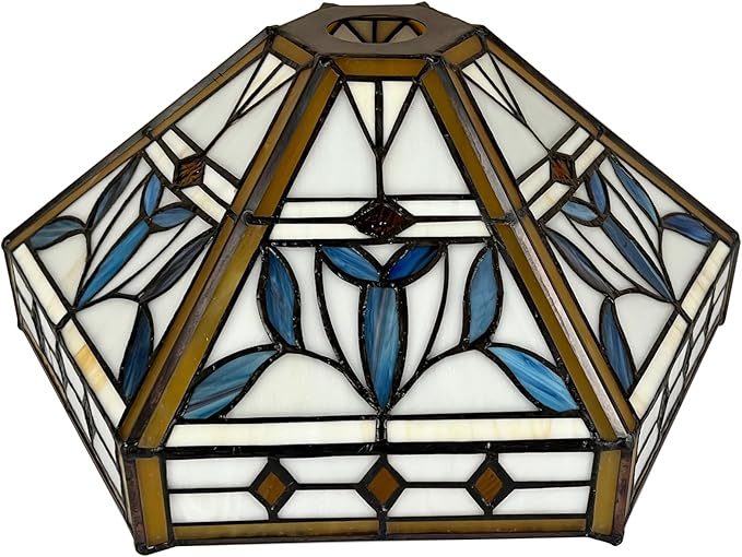 Capulina Tiffany Lamp Shade 12 Inches Wide Accessories Replacement Mission Hexagon Style Stained Glass Lampshade for Torchiere Floor Lamp and Pendant Light