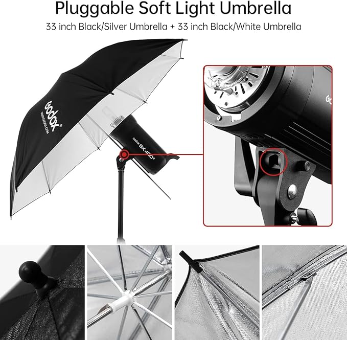 Godox 800Ws 2Packs SK400II 2.4G Studio Strobe Flash Light Kit,GN65 5600K Monolight Bowens Mount Flash for Studio Photography with XT-16 Transmitter,Softboxes,Light Stands,Reflectors,Umbrella,Carry Bag