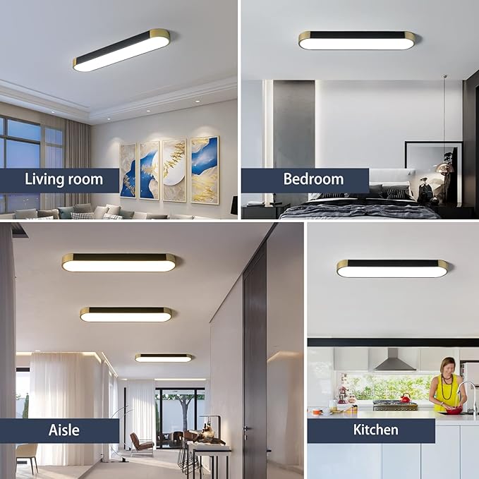 Tioolo Modern Ceiling Light, Acrylic Linear Ceiling Lamp, Dimmable LED Ceiling Light Fixture with Remote Control, Kitchen Dining Living Room Cloakroom Hallway Lighting (36W/27.5in L) - Aura Lighting