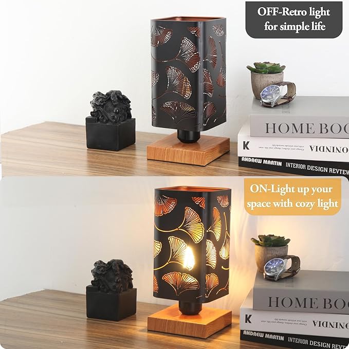 Rustic Table Lamp set of 2 with Dimmer, Small Black Industry Metal bedside Lamp fully Dimmable , Night Light for Kids, Bedroom Nightstands Lamp, Lamp for Living Room End Tables side Decoration