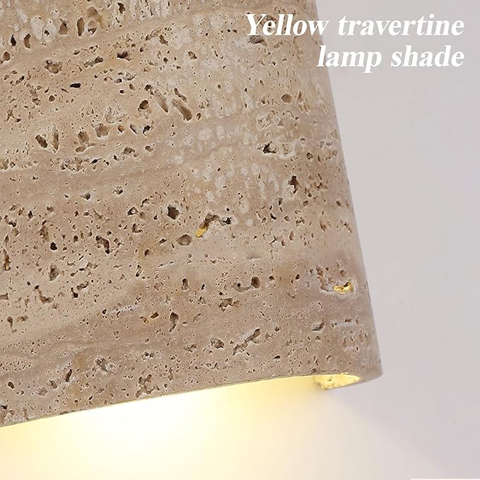 Japanese Style Wabi-Sabi Art Lighting Fixture, Yellow Travertine Wall Sconce, Natural Stone LED Wall Lamp, Mid Century Marble Wall Mounted Light for Bedroom Living Room Entryway Hallway