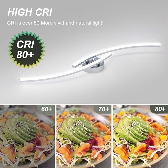 31.4Inch Modern LED Ceiling Light 22W Chrome Linear Ceiling Light Fixture 6000K Aluminum Long Flush Mount Ceiling Lights Fixture Lamp for Bedroom Hallway Kitchen Bathroom - Aura Lighting