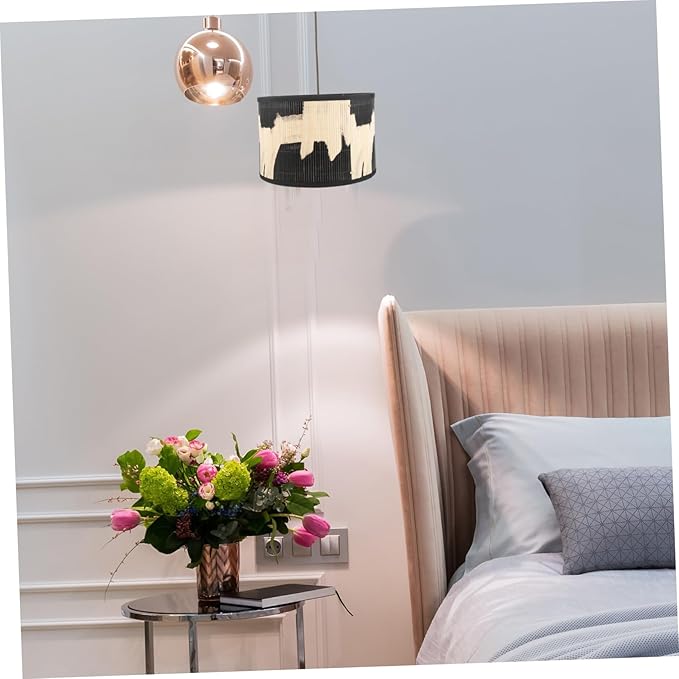 ARTIBETTER Bamboo Lamp Shade Vintage Drum Lampshade Chandelier Lamp Covers Replacement Light Accessory for Pendant Floor Light Home Lighting Accessories