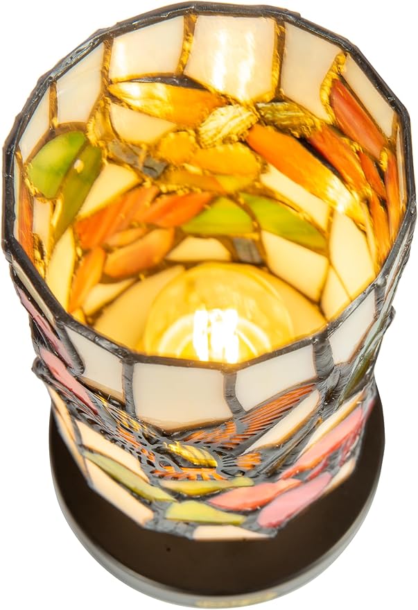 Dale Tiffany TAR24120 Calliope Hummingbird Uplight Tiffany Accent Lamp with Built-in Rechargeable Battery and 3-Level Brightness, Multicolor, 8.5-Inch Tall