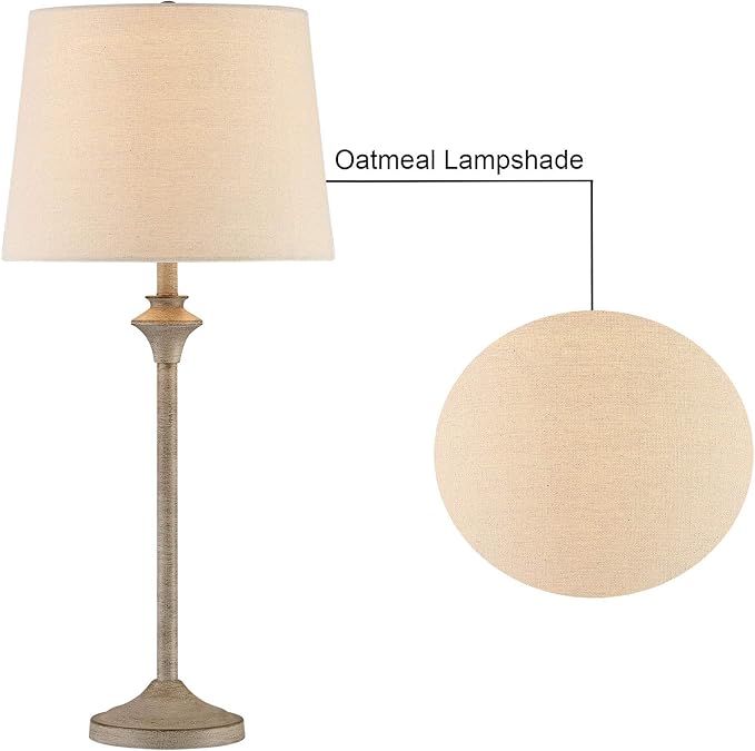 Maxax Farmhouse Buffet Table Lamps Set of 2 for Living Room, 26" Brown Bedside Nightstand Lamps with Oatmeal Fabric Shade Metal Base Decor for Bedroom, Living Room, Office, Kids Room