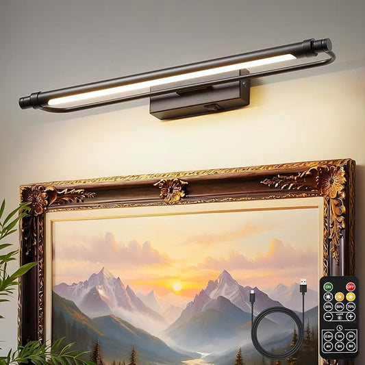 ZitoStory 20'' Picture Lights for Wall, Battery Operated LED Art Light, Adjustable Brightness Wall Mounted Light for Paintings, Photos, Posters & Artwork Display