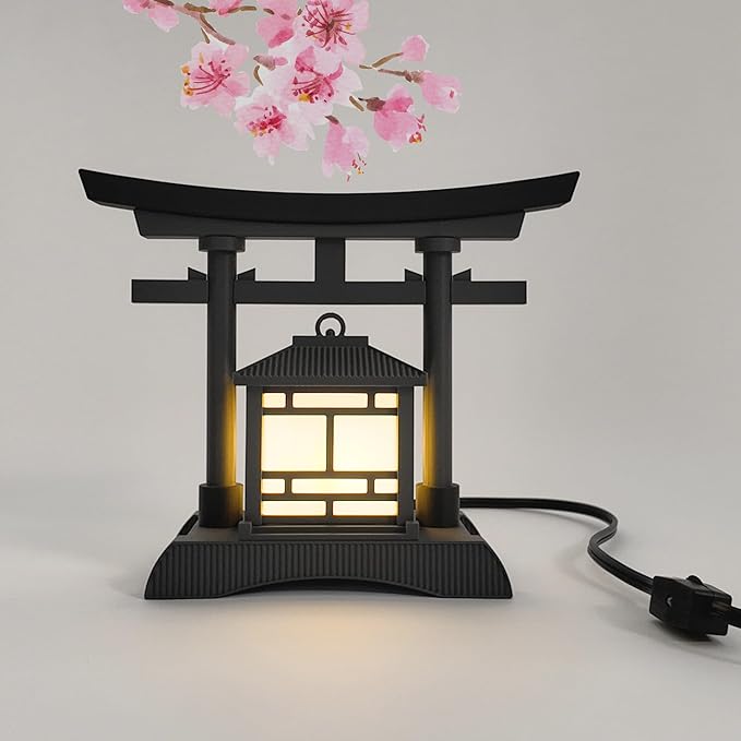 Japanese Torii Gate Lantern - Exquisite Japanese Decor for Home and Room | Unique Desk Lamp and Table Lamp Design | Mini Japanese Lantern Transforms Any Space (Ash Grey)