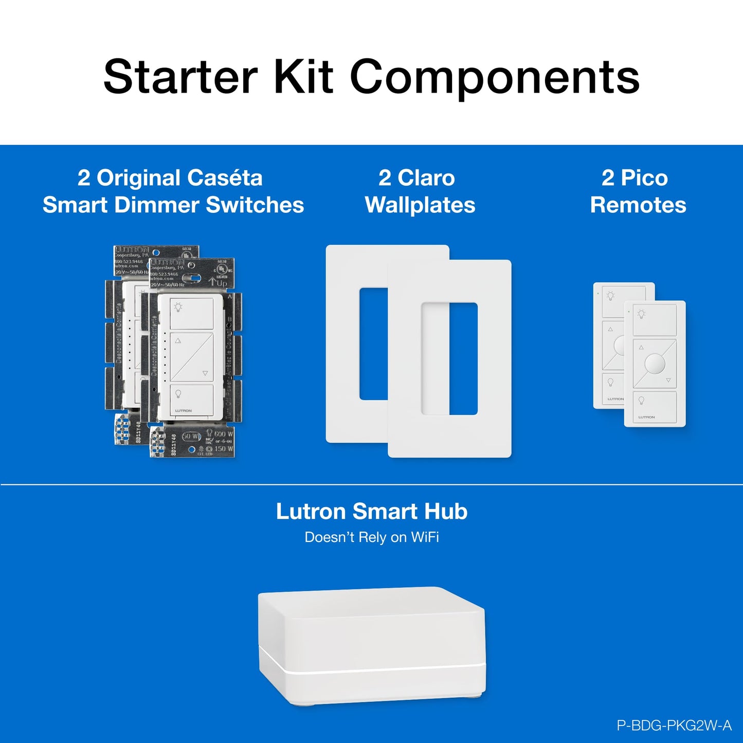 Caseta Deluxe Smart Dimmer Starter Kit; 2 Smart Dimmers (2 Count)
