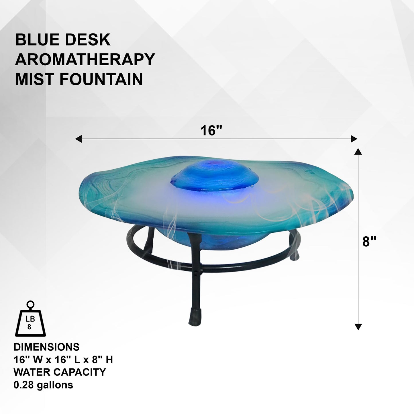 8" Color Changing LED Mist Indoor Tabletop Fountain