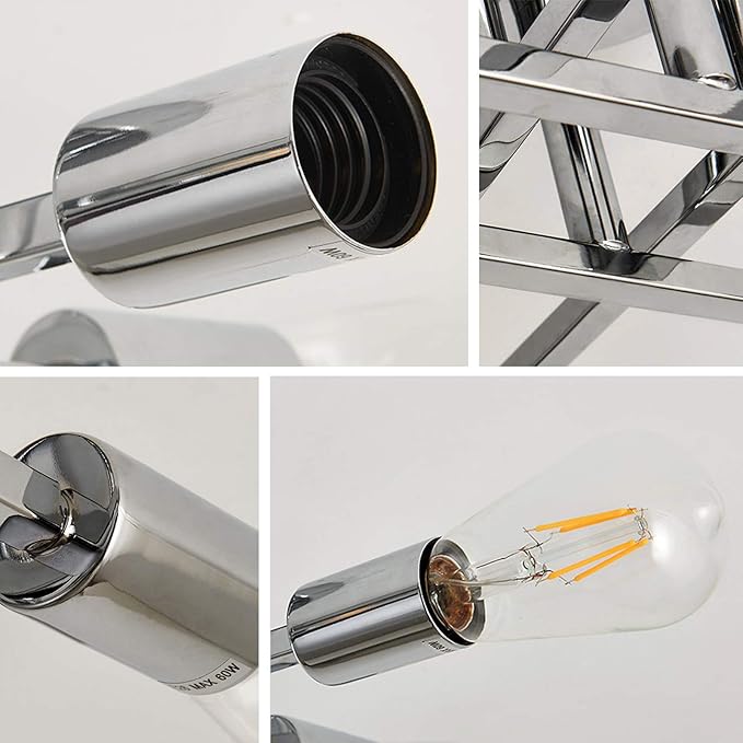 ZGLAOJT ZGLAOJT4-Lights Ceiling Light Fixture，Chrome Modern Metal Chandelier，Farmhouse Lighting for Kitchen Bedroom Bathroom LivingRoom Corridor LaundryRoom Bar