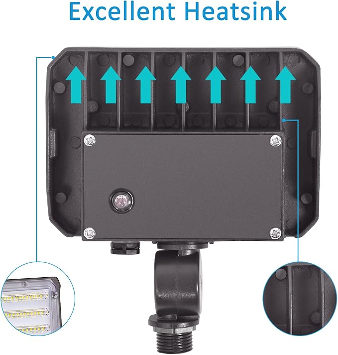 40W LED Flood Light, Outdoor Security Floodlights Fixture with Knuckle Mount Base, Dusk-to-Dawn Photocell Daylight 5,200lm(300W Equivalent) 100-277V IP65 Waterproof for Entrance Yard (2Pack) - Aura Lighting