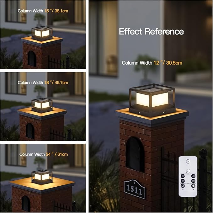 Solar Post Lights Outdoor, 9" Solar Column Lights Outdoor, IP54 Waterproof Modern Pillar Light, 3000K LED Column Lamp, Dusk to Dawn Landscape Post Lighting for Patio Garden Yard Deck Driveway