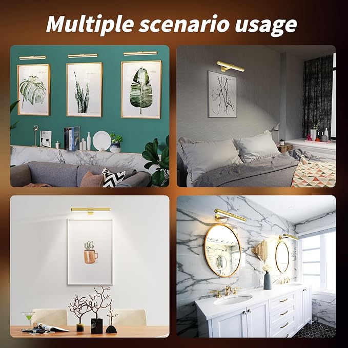 Wireless Picture Light, 16 in Picture Lights for Wall, Dimmable 5200mAh Recharging Battery Picture Light with Remote Control for Wall, Gallery Dartboard Art Bedroom