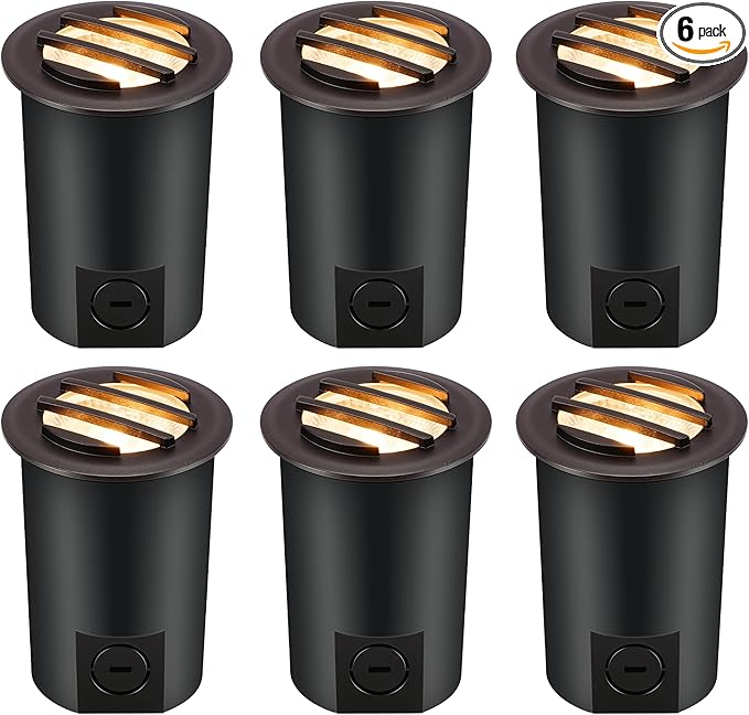 [6 Pack]CLOUDY BAY 9W Low Voltage Landscape Lights,LED Well Lights,Grated Top,12V-24V Waterproof Outdoor,2700K/3000K/3500K/4000K/5000K In Ground Lights for Fence Pathway Deck,Transformer Excluded - Aura Lighting