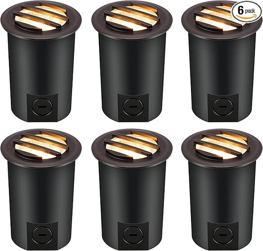 [6 Pack]CLOUDY BAY 9W Low Voltage Landscape Lights,LED Well Lights,Grated Top,12V-24V Waterproof Outdoor,2700K/3000K/3500K/4000K/5000K In Ground Lights for Fence Pathway Deck,Transformer Excluded - Aura Lighting
