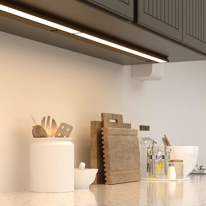 LAGOM Halo Under Cabinet Light, 18‑Inch Hardwired Dimmable LED, 2700K/4000K/5000K, Power Cord Sold Separately, White, UC0118WH27