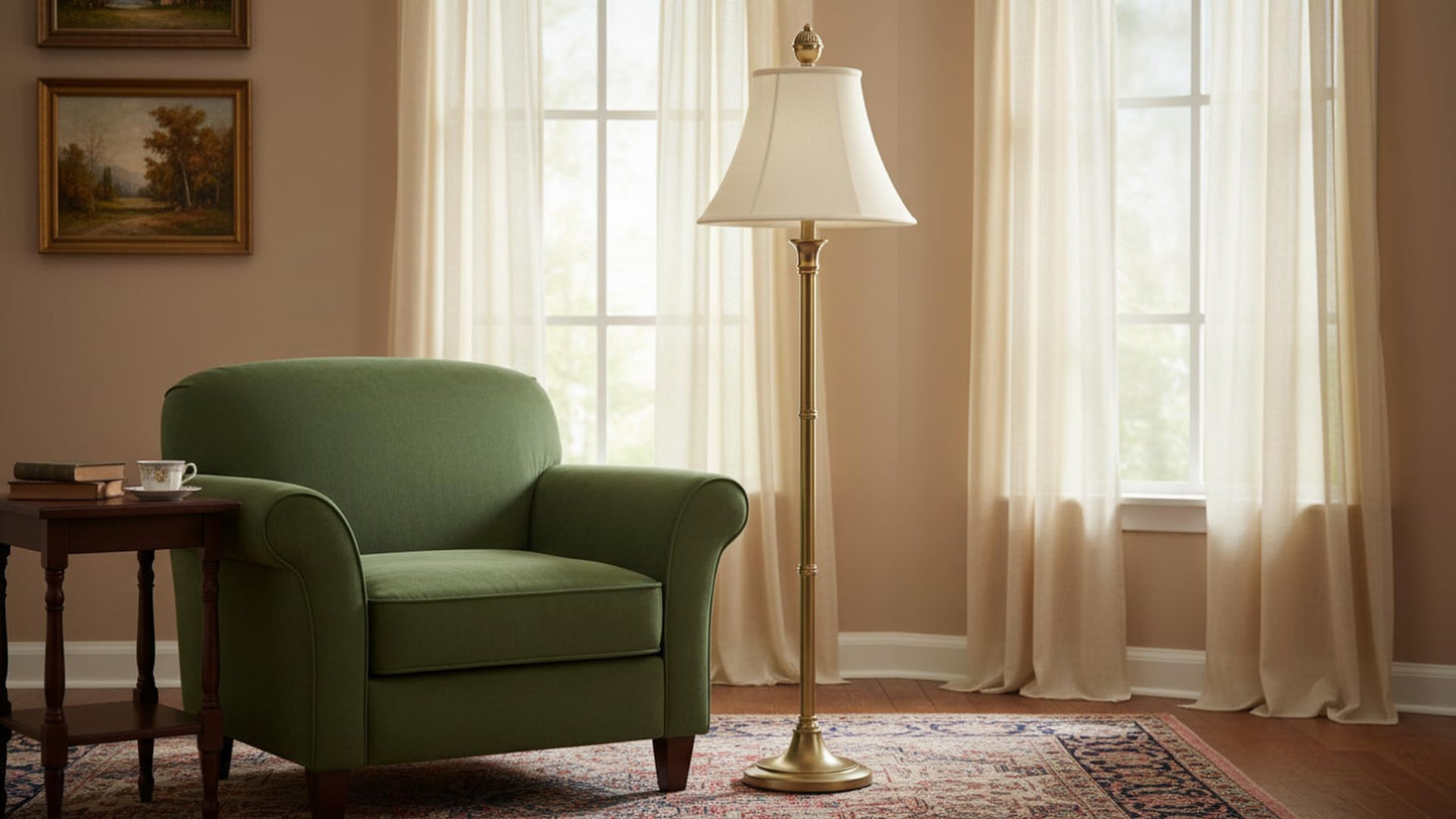 38004 Traditional Handsewn Bell Shaped Collapsible Spider Construction Lamp Shade in Cream
