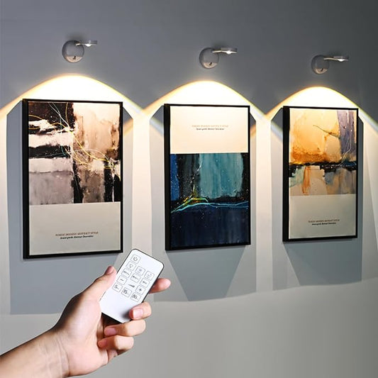 Wireless Picture Light Battery Operated, 2200mAH Rechargeable Painting Light with Motion Sensor and Rotatable Tube, Art Display Light for Picture