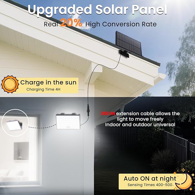 Solar Outdoor Lights, Remote Control Solar Motion Sensor Lights with 3 Modes, Waterproof Dusk to Dawn Powered Security Spot Lights for Outside Patio, Yard (Garage-4pack)