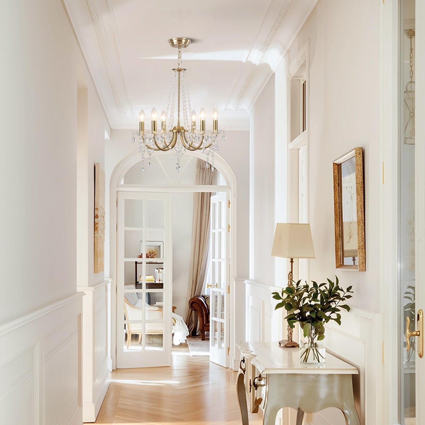 Crystal Gold Chandeliers for Dining Room Modern Ceiling Light Fixture