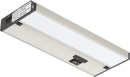 Getinlight 9-inch 3 Color Levels LED Under Cabinet Lighting, Hardwired or Plugged-in, Selectable White 2700K/3000K/4000K, Dimmable, Brushed Nickel Finished, IN-0210-0-SN