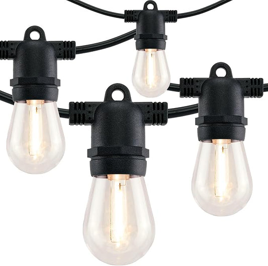 YULETIME 35 Feet 18 Sockets Patio String Lights with LED Bulbs, Weatherproof Backyard Light Bistro Lights (18 Lights - Plug-in)