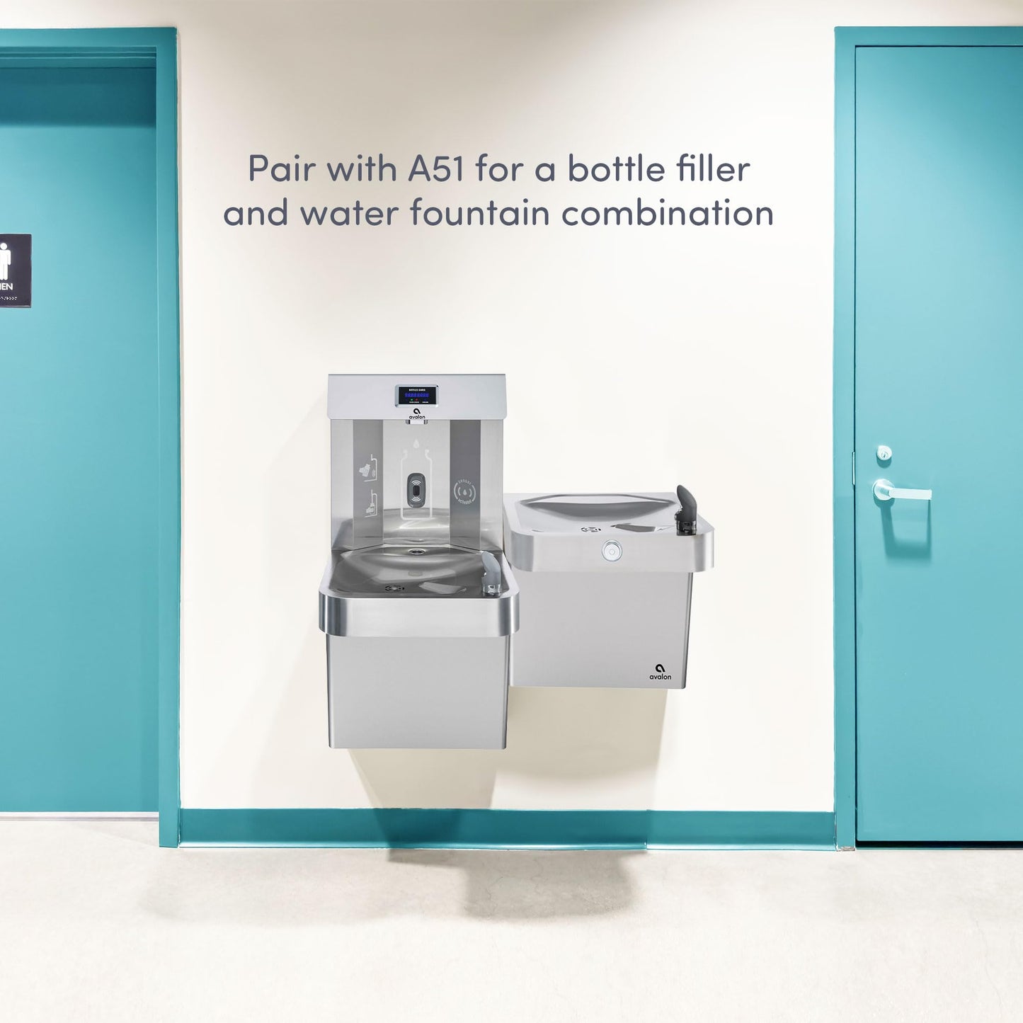 Wall Mounted Water Fountain with Bottle Filling Station