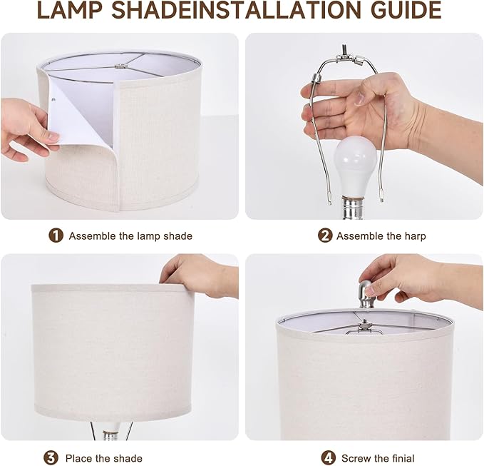 Terpsichore Nightstand Lamp Bedside Lamps Set of 2 Vintage Rustic Farmhouse Table Lamp 3 Way Dimmable Horizontal Stripe Light,for Living Room Bedroom,USB A+C (Brown, Hing 24 Inch)