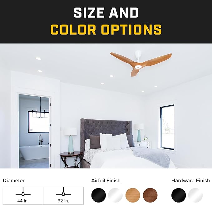 Big Ass Fans – Haiku L, Smart Ceiling Fan – Energy Efficient Cooling for Home, Bedroom, Office, Living Space, and More – 16 Lighting Settings with 7 Speed Settings – 52” - Cocoa/Black - Aura Lighting