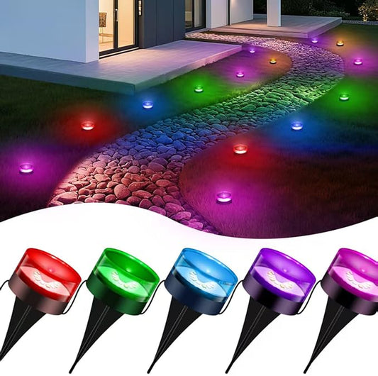 VCOKEN Christmas Pathway Lights, 50FT with Smart 15 LED RGBWW Outdoor Ground Lights with App Control, DIY Scene Modes IP65 Waterproof Walkway Light for Yard, Walkway Driveway Garden Decor