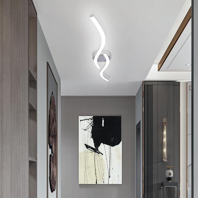 39.37Inch Linear Ceiling Light 6000K Chrome Modern Ceiling Light Fixture 28W Long Flush Mount Ceiling Lamp for Hallway, Kitchen, Bedroom, Dining Room - Aura Lighting