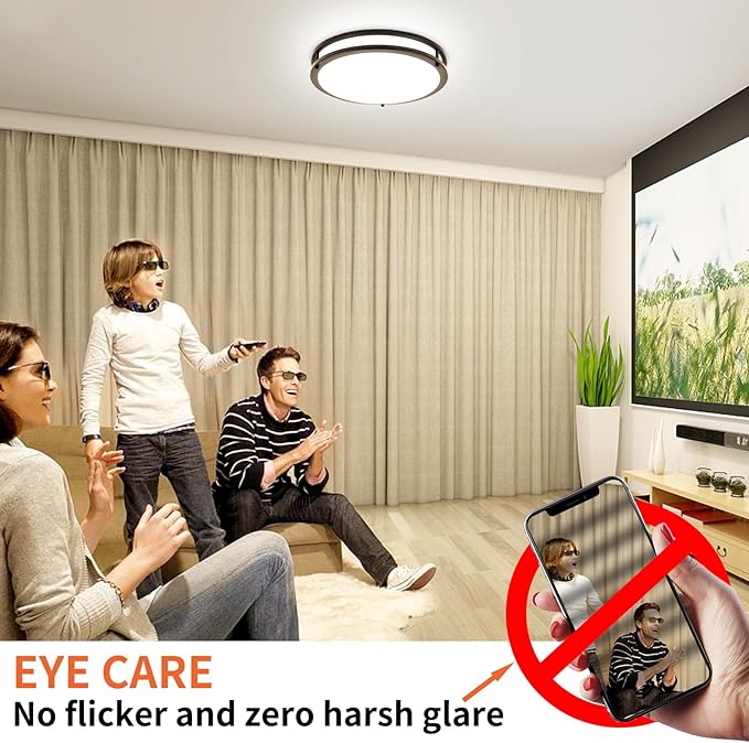 13Inch 36W Ceiling Light Fixtures 2 Packs, 5CCT Flush Mount Ceiling Mount Lights 2700K 3000K 4000K 5000K 6500K, Dimmable Close to Ceiling Lights, LED Ceiling Lights for Bathroom Kitchen Bedroom, Black - Aura Lighting