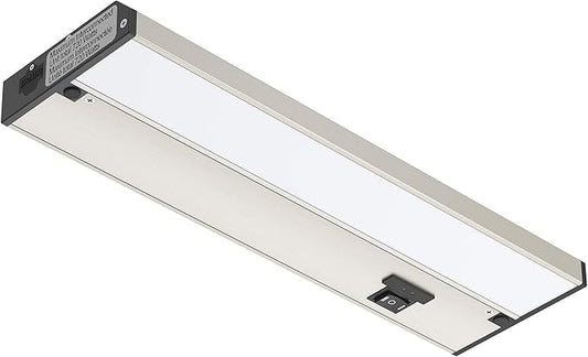 GETINLIGHT 12-inch 3 Color Levels LED Under Cabinet Lighting, Hardwired or Plugged-in, Selectable White 2700K/3000K/4000K, Dimmable, Brushed Nickel Finished, IN-0210-1-SN